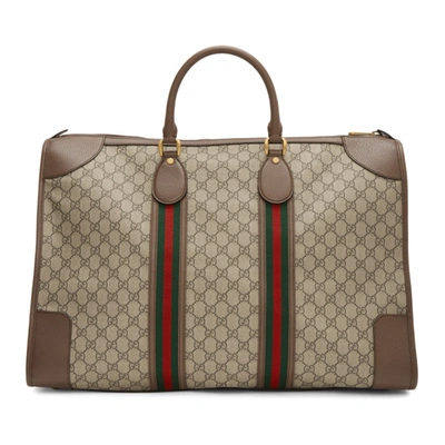 Shop Gucci Beige Gg Ophidia Duffle Bag In 8340 Beige