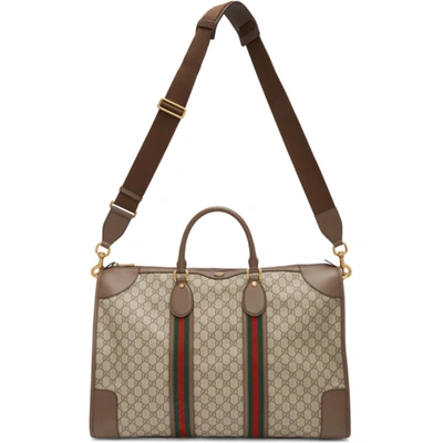 Shop Gucci Beige Gg Ophidia Duffle Bag In 8340 Beige