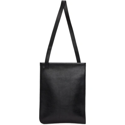 Shop Lemaire Black Leather Tote In 999 Black