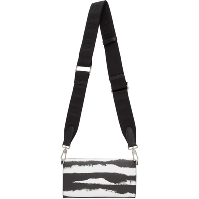 Shop Burberry Black And White Leather Ollie Zebra Wallet In Zebra Print