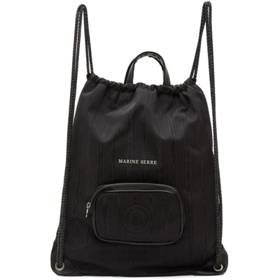 Shop Marine Serre Black Two-sided Drawstring Backpack