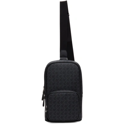 Shop Dunhill Black Signature Sling Backpack In 001 Black