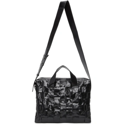 Shop Bottega Veneta Black Intrecciato Cassette Briefcase In 8803 Black