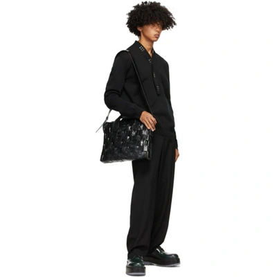 Shop Bottega Veneta Black Intrecciato Cassette Briefcase In 8803 Black