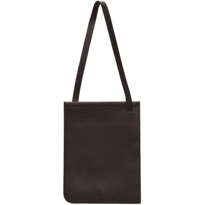 Shop Lemaire Brown Nappa Leather Tote In 481 Midnigh