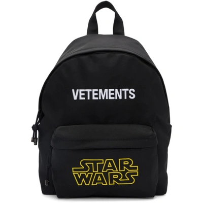 Shop Vetements Black Star Wars Edition Logo Backpack
