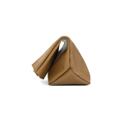 Shop Vetements Beige Leather Paper Bag Clutch In Beige 14619948