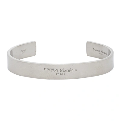 Shop Maison Margiela Silver Large Logo Bracelet In 951 Palladi