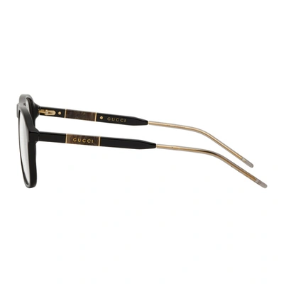 Shop Gucci Black Aviator Glasses In 001 Black