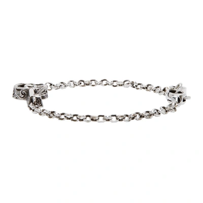 Shop Gucci Silver Gg Marmont Key Bracelet In Black