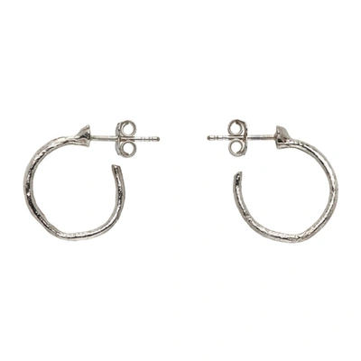 Shop Pearls Before Swine Silver Textured Hoop Earrings In 925 Silver