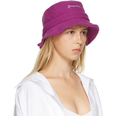 Shop Jacquemus Pink Wool 'le Bob' Bucket Hat