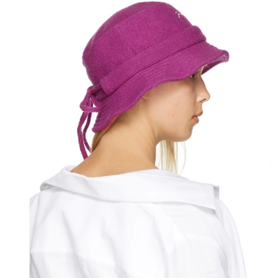 Shop Jacquemus Pink Wool 'le Bob' Bucket Hat