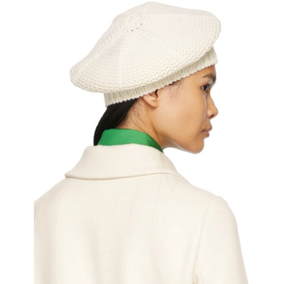 Shop Gucci White Wool Knit Beret In 9200 Ivory