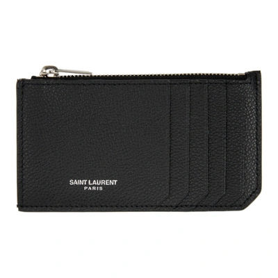 Shop Saint Laurent Black & Silver Fragment Card Holder In 1000 Black