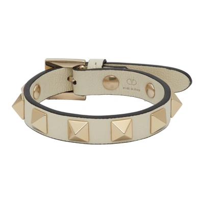 Shop Valentino White  Garavani Rockstud Bracelet In I16 Ltivory