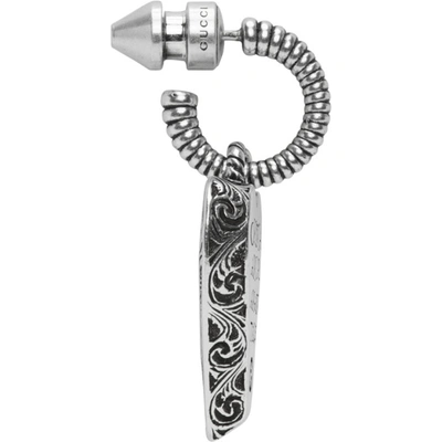 Shop Gucci Silver Engraved Heart Earrings In 0811 Silver