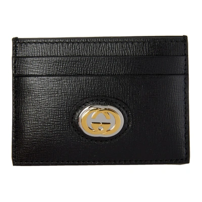 Shop Gucci Black Gg Marina Card Holder In 1000 Black