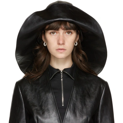 Shop Jil Sander Black Leather Hat In 001 Black