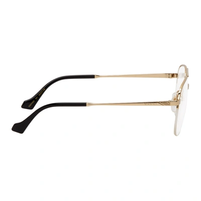 Shop Gucci Gold Half-rim Double Bridge Glasses In 001 Gold
