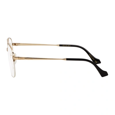 Shop Gucci Gold Half-rim Double Bridge Glasses In 001 Gold