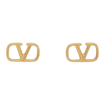 Shop Valentino Gold  Garavani Vlogo Stud Earrings In Cs4 Gold18