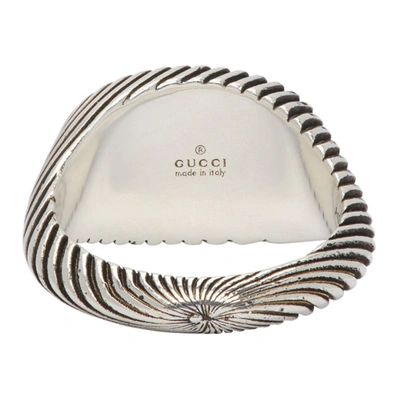 Shop Gucci Silver Double G Marmont Pinky Ring In 0701 Black