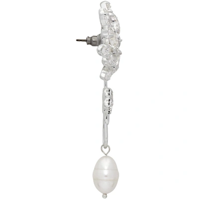 Shop Magda Butrym Silver Pearl Flower Motif Earring