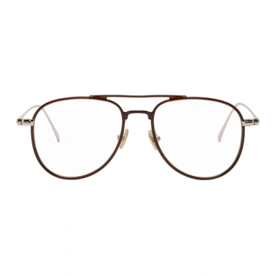 Shop Tom Ford Tortoiseshell Pilot Glasses In 048 Shiny Dark Brown