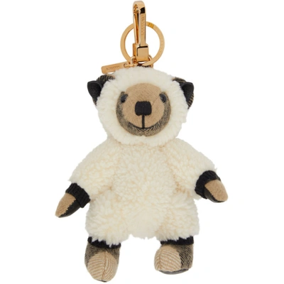 Shop Burberry Beige Sheep Costume Thomas Keychain In Archive Bei
