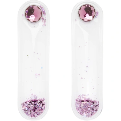 Shop Christopher Kane Purple Glitter Earrings In Light Rose
