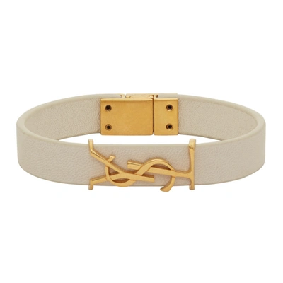 Shop Saint Laurent White Opyum Bracelet In 9207 Cream