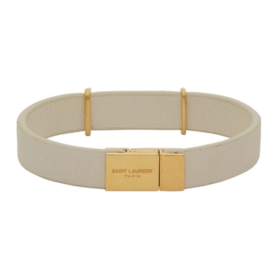 Shop Saint Laurent White Opyum Bracelet In 9207 Cream