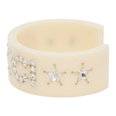 Shop Gucci Off-white Crystal Bracelet In 8516 Ivory
