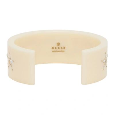 Shop Gucci Off-white Crystal Bracelet In 8516 Ivory