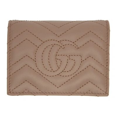 Shop Gucci Pink Gg Marmont Card Case Wallet In 5729 Porcel