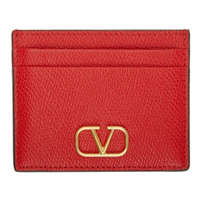 Shop Valentino Red  Garavani Vlogo Card Holder In Ju5 Pure Red