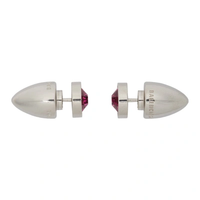 Shop Balenciaga Silver Plug Earrings In 1377 Slfuch