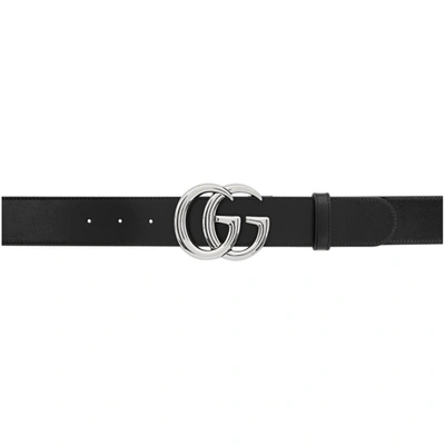 Shop Gucci Black Wide Gg Marmont Belt In 1000 Black