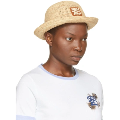 Shop Kenzo Beige High Summer Bucket Hat In 02 Off Wht