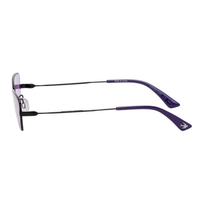 Shop Mcq By Alexander Mcqueen Mcq Alexander Mcqueen Black And Purple Mcq Swallow Cat-eye Sunglasses In 002 Black