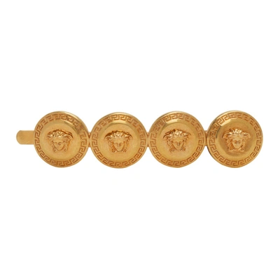 Shop Versace Gold Four-coin Barrette In Kot Gold