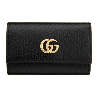 Shop Gucci Black Small Gg Marmont Key Case In 1000 Black