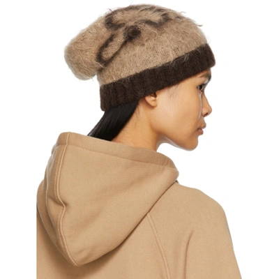 Shop Gucci Beige Mohair Gg Beanie In 9764 Beige