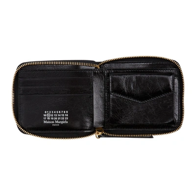 Shop Maison Margiela Black Leather Medium Zip Around Wallet In T8013 Black