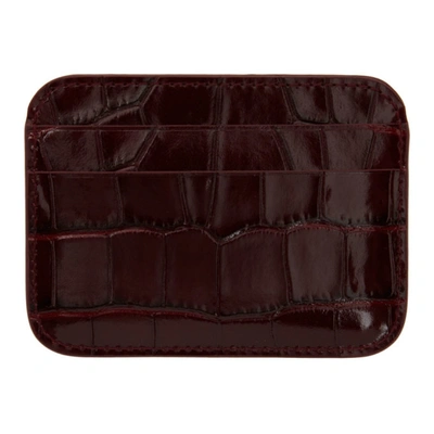 Shop Balenciaga Red Croc Bb Card Holder In 6211 Drkrd