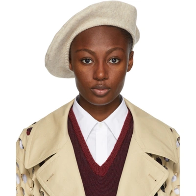 Shop Maison Margiela Beige Cut-out Beret In 119m Beige