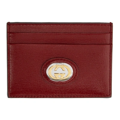 Shop Gucci Red Interlocking G Card Holder In 6638 Cherry