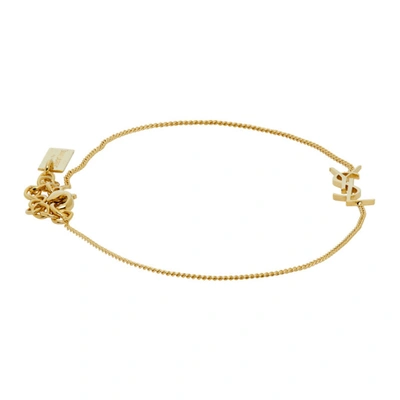 Shop Saint Laurent Gold Logo Chain Bracelet In 8030 Gold
