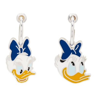 Shop Gucci Disney Edition Daisy Duck Earrings In 8488 Silver